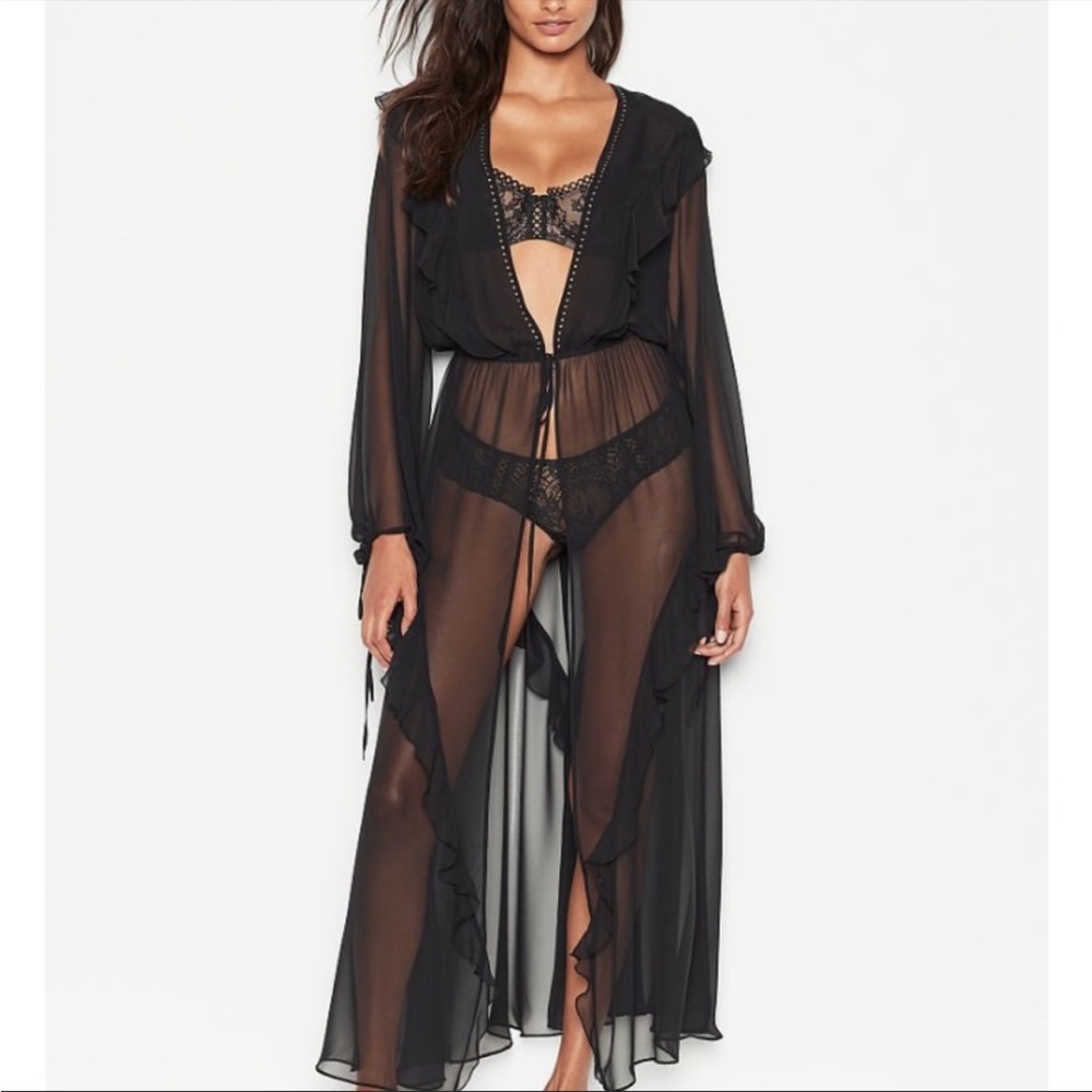 Victoria’s Secret Sheer Black Ruffle Robe - Picture 8 of 10